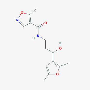 molecular formula C14H18N2O4 B2651452 N-[3-(2,5-DIMETHYLFURAN-3-YL)-3-HYDROXYPROPYL]-5-METHYL-1,2-OXAZOLE-4-CARBOXAMIDE CAS No. 1448070-74-3