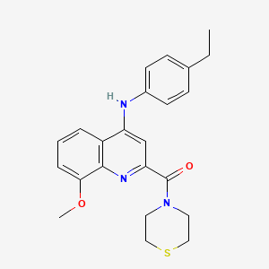 molecular formula C23H25N3O2S B2651491 N-(4-ethylphenyl)-8-methoxy-2-(thiomorpholine-4-carbonyl)quinolin-4-amine CAS No. 1251597-16-6