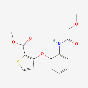 molecular formula C15H15NO5S B2651498 methyl 3-[2-(2-methoxyacetamido)phenoxy]thiophene-2-carboxylate CAS No. 900018-82-8
