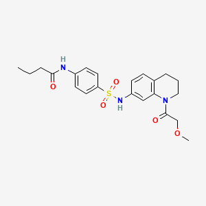 molecular formula C22H27N3O5S B2651534 N-(4-(N-(1-(2-methoxyacetyl)-1,2,3,4-tetrahydroquinolin-7-yl)sulfamoyl)phenyl)butyramide CAS No. 1172081-62-7
