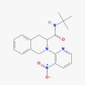 molecular formula C19H22N4O3 B2651551 N-(tert-butyl)-2-(3-nitro-2-pyridinyl)-1,2,3,4-tetrahydro-3-isoquinolinecarboxamide CAS No. 318256-27-8