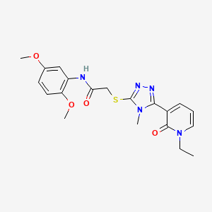 molecular formula C20H23N5O4S B2651591 N-(2,5-dimethoxyphenyl)-2-((5-(1-ethyl-2-oxo-1,2-dihydropyridin-3-yl)-4-methyl-4H-1,2,4-triazol-3-yl)thio)acetamide CAS No. 1105228-35-0