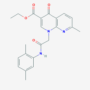 molecular formula C22H23N3O4 B2651643 ethyl 1-{[(2,5-dimethylphenyl)carbamoyl]methyl}-7-methyl-4-oxo-1,4-dihydro-1,8-naphthyridine-3-carboxylate CAS No. 932456-89-8