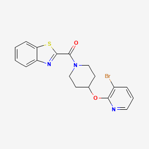 molecular formula C18H16BrN3O2S B2651662 Benzo[d]thiazol-2-yl(4-((3-bromopyridin-2-yl)oxy)piperidin-1-yl)methanone CAS No. 1448072-31-8