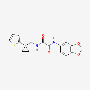 molecular formula C17H16N2O4S B2651706 N'-(2H-1,3-benzodioxol-5-yl)-N-{[1-(thiophen-2-yl)cyclopropyl]methyl}ethanediamide CAS No. 1207041-68-6
