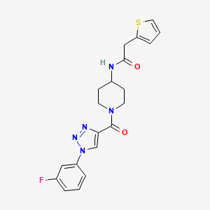 molecular formula C20H20FN5O2S B2651717 N-(1-(1-(3-fluorophenyl)-1H-1,2,3-triazole-4-carbonyl)piperidin-4-yl)-2-(thiophen-2-yl)acetamide CAS No. 1251704-53-6
