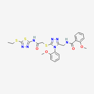molecular formula C24H25N7O4S3 B2651745 N-({5-[({[5-(ethylsulfanyl)-1,3,4-thiadiazol-2-yl]carbamoyl}methyl)sulfanyl]-4-(2-methoxyphenyl)-4H-1,2,4-triazol-3-yl}methyl)-2-methoxybenzamide CAS No. 393841-14-0