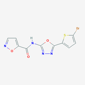molecular formula C10H5BrN4O3S B2651783 N-(5-(5-bromothiophen-2-yl)-1,3,4-oxadiazol-2-yl)isoxazole-5-carboxamide CAS No. 1021132-11-5