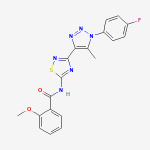 molecular formula C19H15FN6O2S B2651784 N-{3-[1-(4-fluorophenyl)-5-methyl-1H-1,2,3-triazol-4-yl]-1,2,4-thiadiazol-5-yl}-2-methoxybenzamide CAS No. 932537-58-1