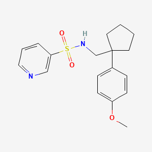 molecular formula C18H22N2O3S B2651823 N-((1-(4-methoxyphenyl)cyclopentyl)methyl)pyridine-3-sulfonamide CAS No. 1226450-83-4