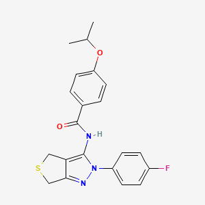 molecular formula C21H20FN3O2S B2651882 N-(2-(4-fluorophenyl)-4,6-dihydro-2H-thieno[3,4-c]pyrazol-3-yl)-4-isopropoxybenzamide CAS No. 450343-07-4
