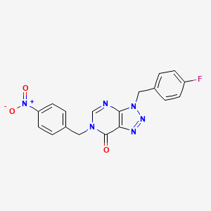 molecular formula C18H13FN6O3 B2651960 3-[(4-fluorophenyl)methyl]-6-[(4-nitrophenyl)methyl]-3H,6H,7H-[1,2,3]triazolo[4,5-d]pyrimidin-7-one CAS No. 863018-46-6