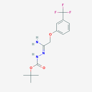 molecular formula C14H18F3N3O3 B2651963 tert-Butyl 2-(1-amino-2-(3-(trifluoromethyl)phenoxy)ethylidene)hydrazinecarboxylate CAS No. 1053655-89-2