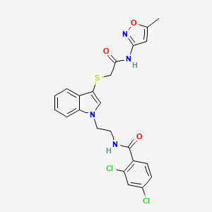 molecular formula C23H20Cl2N4O3S B2651964 2,4-dichloro-N-(2-(3-((2-((5-methylisoxazol-3-yl)amino)-2-oxoethyl)thio)-1H-indol-1-yl)ethyl)benzamide CAS No. 532975-64-7