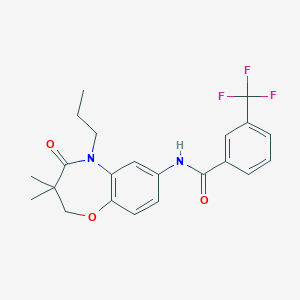 molecular formula C22H23F3N2O3 B2651985 N-(3,3-dimethyl-4-oxo-5-propyl-2,3,4,5-tetrahydro-1,5-benzoxazepin-7-yl)-3-(trifluoromethyl)benzamide CAS No. 921521-58-6