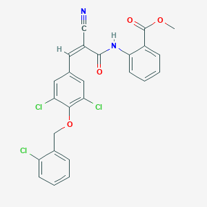 molecular formula C25H17Cl3N2O4 B2651998 Methyl 2-[[(Z)-2-cyano-3-[3,5-dichloro-4-[(2-chlorophenyl)methoxy]phenyl]prop-2-enoyl]amino]benzoate CAS No. 380477-04-3