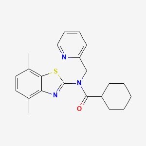 molecular formula C22H25N3OS B2652042 N-(4,7-dimethylbenzo[d]thiazol-2-yl)-N-(pyridin-2-ylmethyl)cyclohexanecarboxamide CAS No. 941878-56-4