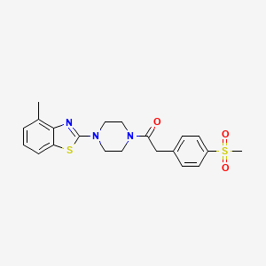 molecular formula C21H23N3O3S2 B2652068 1-(4-(4-Methylbenzo[d]thiazol-2-yl)piperazin-1-yl)-2-(4-(methylsulfonyl)phenyl)ethanone CAS No. 941931-12-0