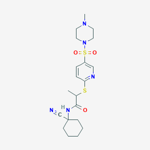 molecular formula C20H29N5O3S2 B2652090 N-(1-cyanocyclohexyl)-2-({5-[(4-methylpiperazin-1-yl)sulfonyl]pyridin-2-yl}sulfanyl)propanamide CAS No. 875472-18-7