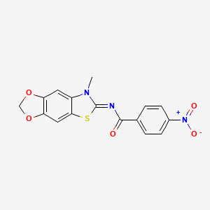 molecular formula C16H11N3O5S B2652100 N-[(11E)-12-methyl-4,6-dioxa-10-thia-12-azatricyclo[7.3.0.0^{3,7}]dodeca-1(9),2,7-trien-11-ylidene]-4-nitrobenzamide CAS No. 1321988-16-2