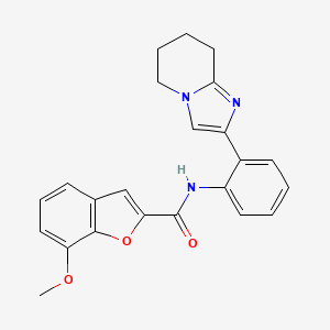 molecular formula C23H21N3O3 B2652102 N-(2-{5H,6H,7H,8H-imidazo[1,2-a]pyridin-2-yl}phenyl)-7-methoxy-1-benzofuran-2-carboxamide CAS No. 2034567-36-5