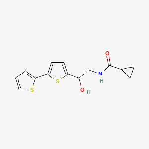 molecular formula C14H15NO2S2 B2652115 N-(2-{[2,2'-bithiophene]-5-yl}-2-hydroxyethyl)cyclopropanecarboxamide CAS No. 2097917-13-8