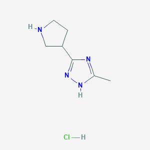 molecular formula C7H13ClN4 B2652140 5-methyl-3-(pyrrolidin-3-yl)-1H-1,2,4-triazole hydrochloride CAS No. 1909337-02-5