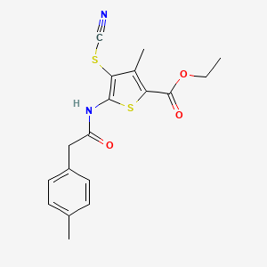 molecular formula C18H18N2O3S2 B2652191 Ethyl 3-methyl-4-thiocyanato-5-(2-(p-tolyl)acetamido)thiophene-2-carboxylate CAS No. 923492-68-6