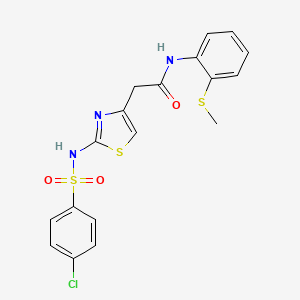 2-(2-(4-chlorophenylsulfonamido)thiazol-4-yl)-N-(2-(methylthio)phenyl)acetamide