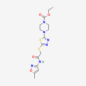 Ethyl 4-(5-((2-((5-methylisoxazol-3-yl)amino)-2-oxoethyl)thio)-1,3,4-thiadiazol-2-yl)piperazine-1-carboxylate