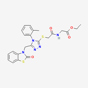 Ethyl 2-[[2-[[4-(2-methylphenyl)-5-[(2-oxo-1,3-benzothiazol-3-yl)methyl]-1,2,4-triazol-3-yl]sulfanyl]acetyl]amino]acetate