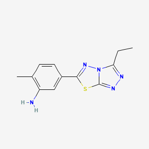 molecular formula C12H13N5S B2652291 5-(3-Ethyl-[1,2,4]triazolo[3,4-b][1,3,4]thiadiazol-6-yl)-2-methylaniline CAS No. 764710-11-4