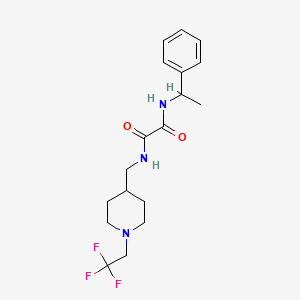 molecular formula C18H24F3N3O2 B2652299 N'-(1-phenylethyl)-N-{[1-(2,2,2-trifluoroethyl)piperidin-4-yl]methyl}ethanediamide CAS No. 2309341-16-8