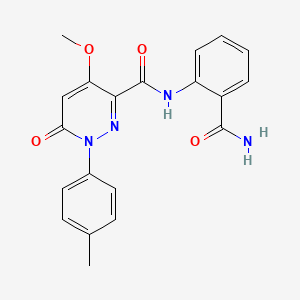 molecular formula C20H18N4O4 B2652303 N-(2-carbamoylphenyl)-4-methoxy-1-(4-methylphenyl)-6-oxo-1,6-dihydropyridazine-3-carboxamide CAS No. 1004392-25-9