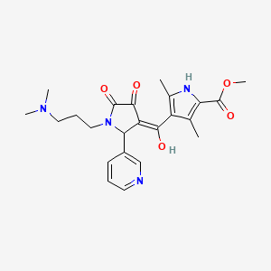 molecular formula C23H28N4O5 B2652316 methyl 4-(1-(3-(dimethylamino)propyl)-4-hydroxy-5-oxo-2-(pyridin-3-yl)-2,5-dihydro-1H-pyrrole-3-carbonyl)-3,5-dimethyl-1H-pyrrole-2-carboxylate CAS No. 858744-58-8