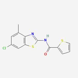 molecular formula C13H9ClN2OS2 B2652337 N-(6-chloro-4-methyl-1,3-benzothiazol-2-yl)thiophene-2-carboxamide CAS No. 896675-82-4