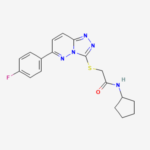 molecular formula C18H18FN5OS B2652373 N-cyclopentyl-2-{[6-(4-fluorophenyl)-[1,2,4]triazolo[4,3-b]pyridazin-3-yl]sulfanyl}acetamide CAS No. 894055-91-5