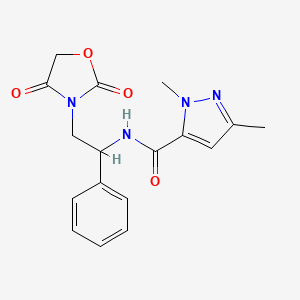 molecular formula C17H18N4O4 B2652375 N-[2-(2,4-dioxo-1,3-oxazolidin-3-yl)-1-phenylethyl]-1,3-dimethyl-1H-pyrazole-5-carboxamide CAS No. 1903621-02-2