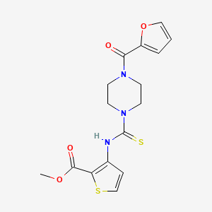 molecular formula C16H17N3O4S2 B2652389 Methyl 3-{[4-(furan-2-carbonyl)piperazine-1-carbothioyl]amino}thiophene-2-carboxylate CAS No. 892272-98-9