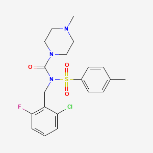 molecular formula C20H23ClFN3O3S B2652395 N-(2-chloro-6-fluorobenzyl)-4-methyl-N-tosylpiperazine-1-carboxamide CAS No. 887196-98-7