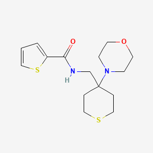 molecular formula C15H22N2O2S2 B2652396 N-{[4-(morpholin-4-yl)thian-4-yl]methyl}thiophene-2-carboxamide CAS No. 2380083-99-6