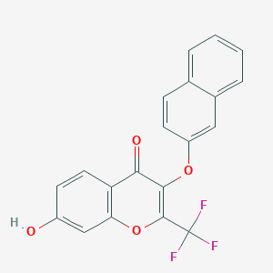 molecular formula C20H11F3O4 B2652401 7-hydroxy-3-(naphthalen-2-yloxy)-2-(trifluoromethyl)-4H-chromen-4-one CAS No. 371128-42-6