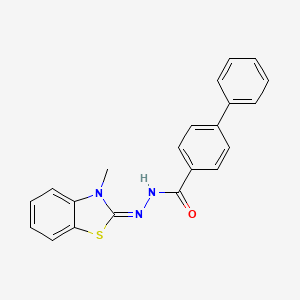 molecular formula C21H17N3OS B2652404 N'-[(2E)-3-methyl-2,3-dihydro-1,3-benzothiazol-2-ylidene]-[1,1'-biphenyl]-4-carbohydrazide CAS No. 330465-94-6