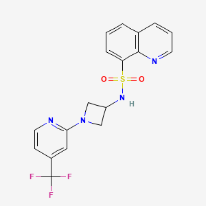 molecular formula C18H15F3N4O2S B2652449 N-{1-[4-(trifluoromethyl)pyridin-2-yl]azetidin-3-yl}quinoline-8-sulfonamide CAS No. 2415472-78-3