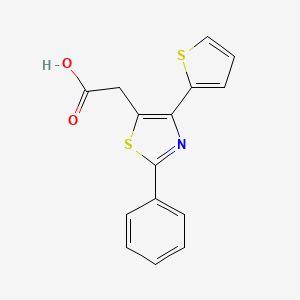 molecular formula C15H11NO2S2 B2652534 2-[2-Phenyl-4-(thiophen-2-yl)-1,3-thiazol-5-yl]acetic acid CAS No. 23821-62-7