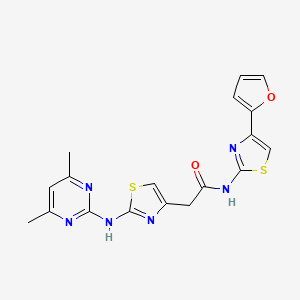 B2652537 2-(2-((4,6-dimethylpyrimidin-2-yl)amino)thiazol-4-yl)-N-(4-(furan-2-yl)thiazol-2-yl)acetamide CAS No. 1251632-26-4