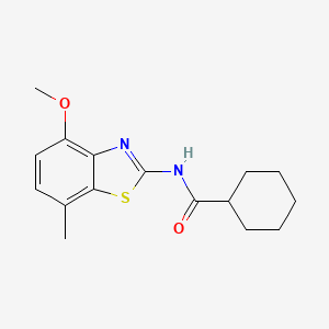 molecular formula C16H20N2O2S B2652567 N-(4-methoxy-7-methyl-1,3-benzothiazol-2-yl)cyclohexanecarboxamide CAS No. 868230-60-8