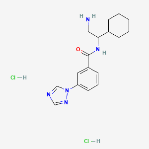 molecular formula C17H25Cl2N5O B2652606 N-(2-Amino-1-cyclohexylethyl)-3-(1,2,4-triazol-1-yl)benzamide;dihydrochloride CAS No. 1606077-83-1