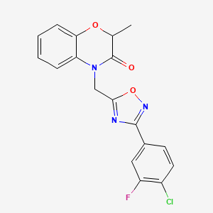 4-((3-(4-chloro-3-fluorophenyl)-1,2,4-oxadiazol-5-yl)methyl)-2-methyl-2H-benzo[b][1,4]oxazin-3(4H)-one