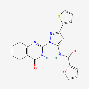 N-(1-(4-oxo-3,4,5,6,7,8-hexahydroquinazolin-2-yl)-3-(thiophen-2-yl)-1H-pyrazol-5-yl)furan-2-carboxamide
